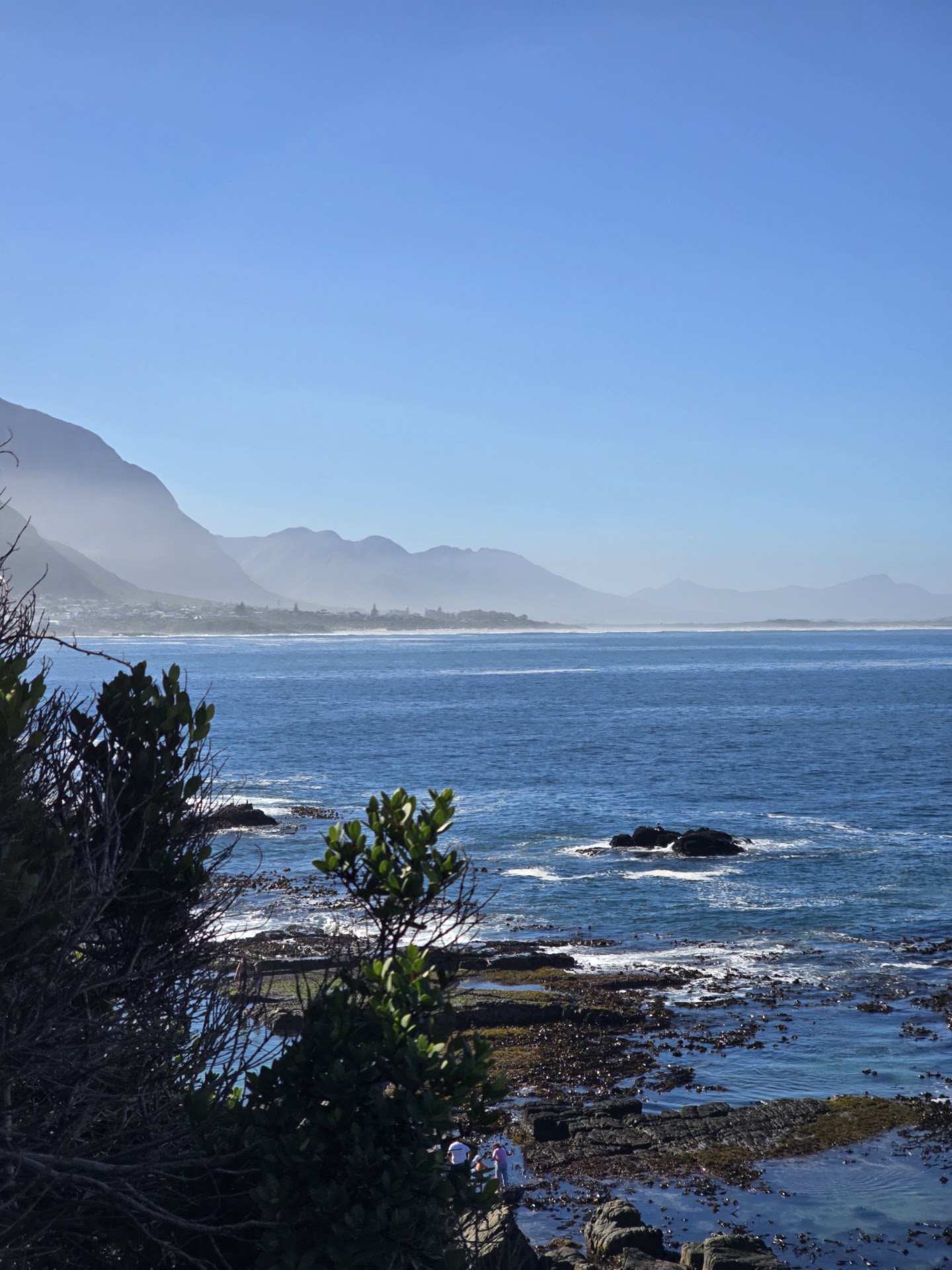 Hermanus mountains rising over Walker Bay on a clear day